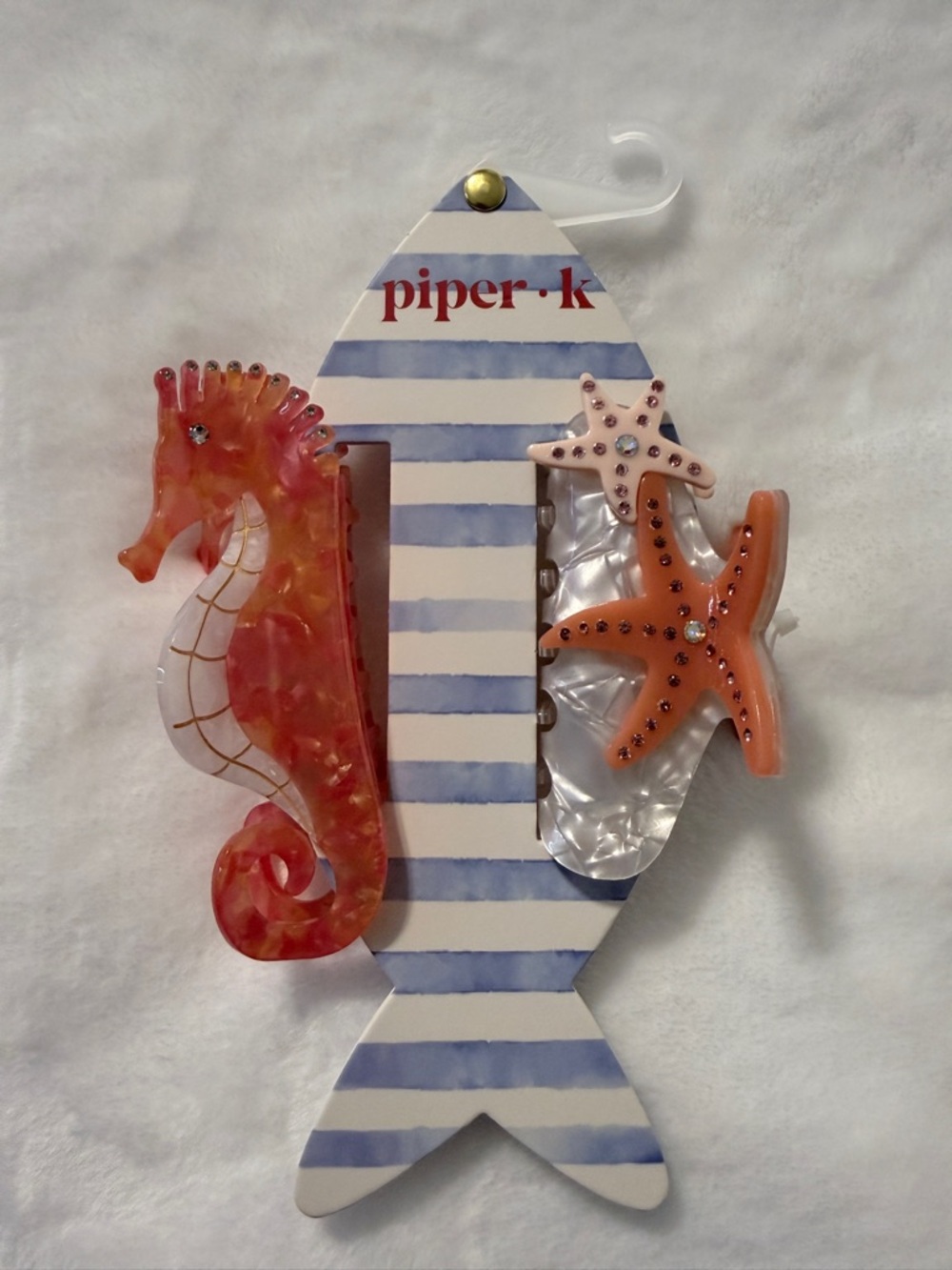 Piper K Sea Life Hair Clips - Coral Seahorse & Starfish